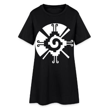 Solar Geometric Pattern (White) - Women’s T-Shirt Dress - black - Front