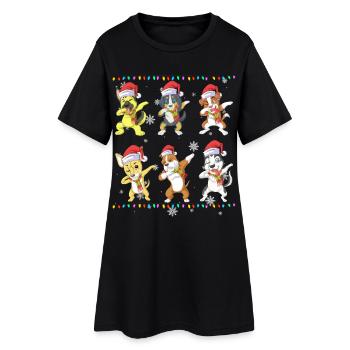 Lustiges Weihnachtswelpen-Geschenk zu Weihnachtshunden abtupfen - Frauen T-Shirt-Kleid - Schwarz - Vorne