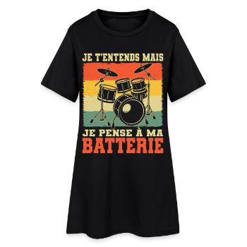 Batterie Batteur Cadeau humour personnalisé - Robe T-shirt Femme - noir - Devant