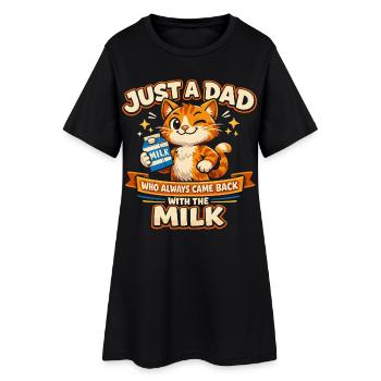 Humour Papa Chat Lait Fête Des Pères Cadeau - Robe T-shirt Femme - noir - Devant