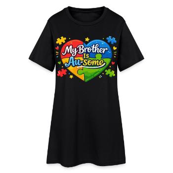 My Brother Is Au-Some Autismus Herz Spruch - Frauen T-Shirt-Kleid - Schwarz - Vorne