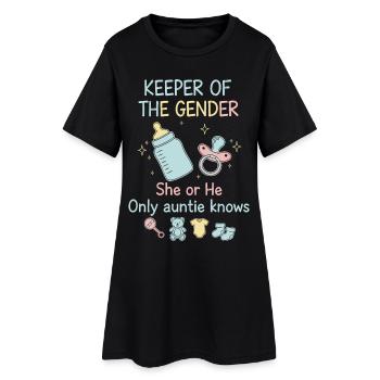 Gender Reveal Keeper Of The Gender She Or He - Women’s T-Shirt Dress - black - Front