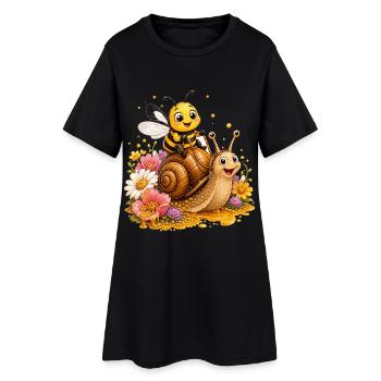 bee honey beekeeper honeycomb flowers meadow insect - Women’s T-Shirt Dress - black - Front