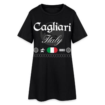 Cagliari Italien Streetwear Reise Souvenir - Frauen T-Shirt-Kleid - Schwarz - Vorne