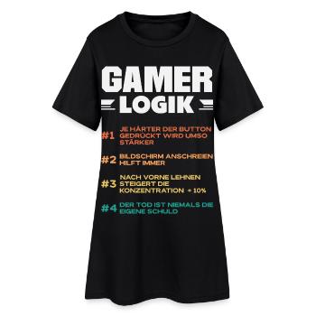 Gamer Logik Lustige Regeln Für Zocker Videospiele - Frauen T-Shirt-Kleid - Schwarz - Vorne