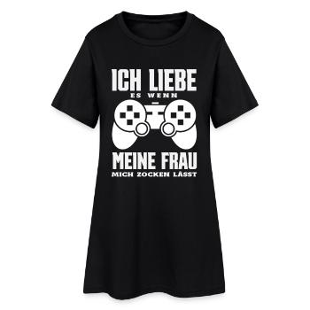Ich Liebe Es Wenn Meine Frau Mich Zocken Lässt - Frauen T-Shirt-Kleid - Schwarz - Vorne