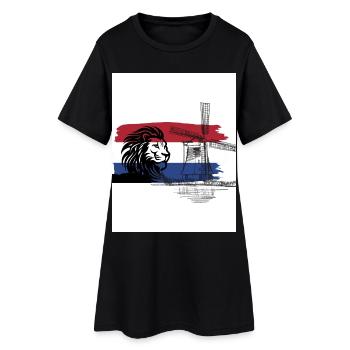 Silhouette hollandaise avec lion et moulin à vent - Robe T-shirt Femme - noir - Devant