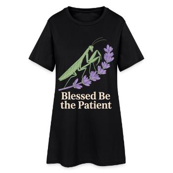 Praying mantis with lavender - Women’s T-Shirt Dress - black - Front