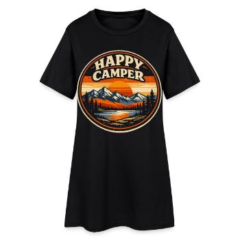 Happy Camper Camping Vintage | Cadeau Randonnée Na - Robe T-shirt Femme - noir - Devant