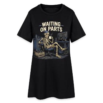 En Attente De Pièces | Humour Bricolage Garage - Robe T-shirt Femme - noir - Devant