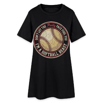 Softball Humour Sport Femme Fille Cadeau Drôle - Robe T-shirt Femme - noir - Devant