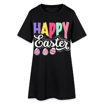 Happy Easter Sweet Easter Bunny Egg Hunt Easter Eggs - Women’s T-Shirt Dress - black - Front