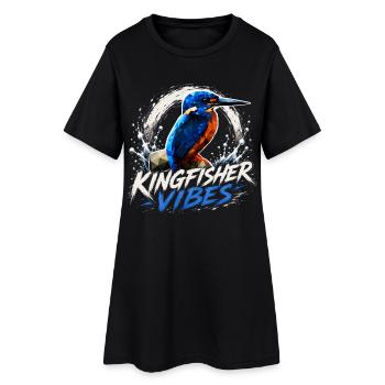 Kingfisher Vibes Bird Design - Women’s T-Shirt Dress - black - Front