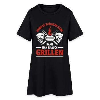 Wenn Es Flüchten Kann Kann Man Es Auch Grillen - Frauen T-Shirt-Kleid - Schwarz - Vorne