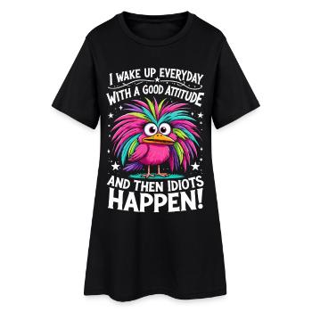 Bunter Vogel - Good Attitude, Then Idiots Happen - Women’s T-Shirt Dress - black - Front
