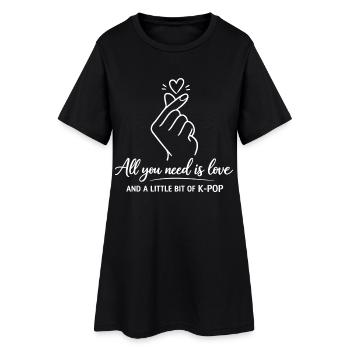 K-Pop Finger Herz: Minimalistische Line Art - Frauen T-Shirt-Kleid - Schwarz - Vorne