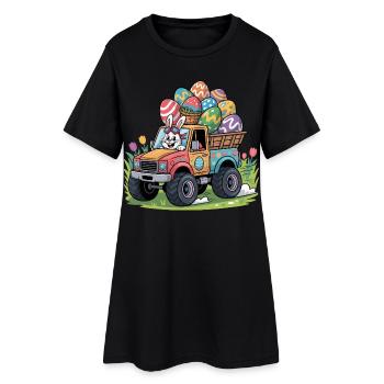 Happy Easter Sweet Easter Bunny Egg Hunt Easter Eggs - Women’s T-Shirt Dress - black - Front