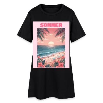 Sommerstrand Sonnenuntergang - Frauen T-Shirt-Kleid - Schwarz - Vorne