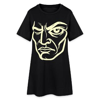 Portrait abstrait « L’Observateur » - Robe T-shirt Femme - noir - Devant