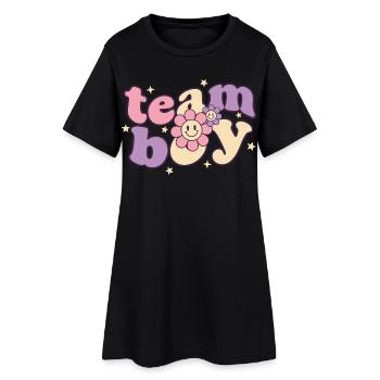 Révélation du sexe : Équipe Garçon Baby Shower Maman Papa Grand-mère - Robe T-shirt Femme - noir - Devant