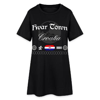Hvar Kroatien Streetwear Reise Souvenir - Frauen T-Shirt-Kleid - Schwarz - Vorne