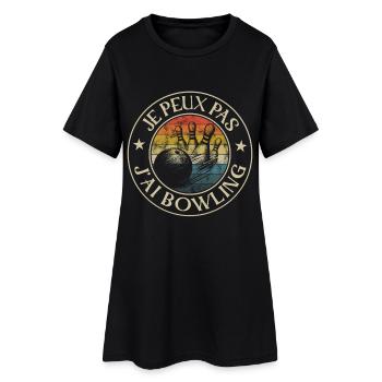 Je Ne Peux Pas J'ai Bowling - Frauen T-Shirt-Kleid - Schwarz - Vorne