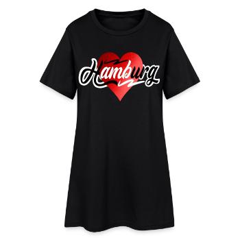 Hamburg  - Frauen T-Shirt-Kleid - Schwarz - Vorne