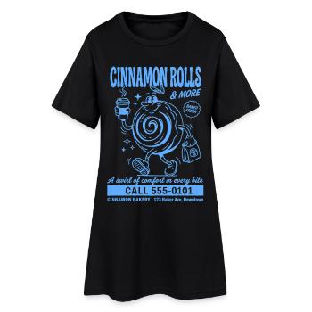 Retro Cinnamon Roll Bakery - Frauen T-Shirt-Kleid - Schwarz - Vorne