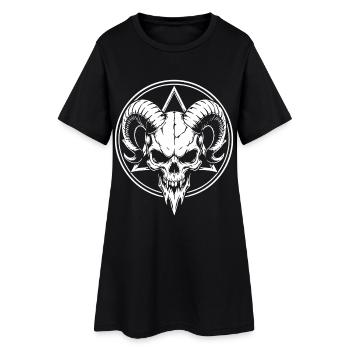 Skull with Horns Ram Skull - Women’s T-Shirt Dress - black - Front