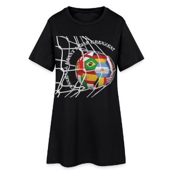 Football knows no boundaries – World ball in the goal net - Women’s T-Shirt Dress - black - Front