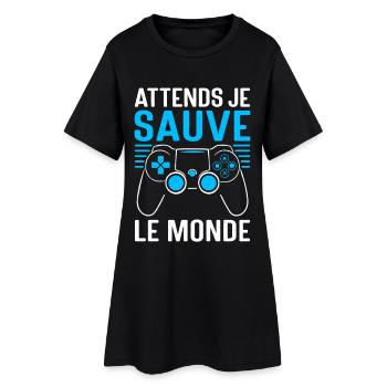 Gamer Jeux Vidéo Cadeau humour personnalisé - Robe T-shirt Femme - noir - Devant
