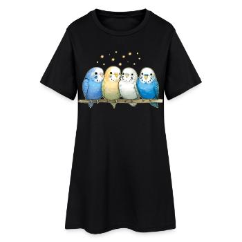 Groupe de perruches ondulées - Robe T-shirt Femme - noir - Devant