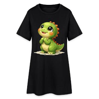 Un mignon dinosaure regardant maman : motif dinosaure - Robe T-shirt Femme - noir - Devant