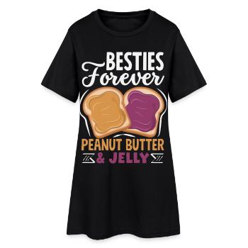 Erdnussbutter & Marmelade Partnerlook Design - Frauen T-Shirt-Kleid - Schwarz - Vorne