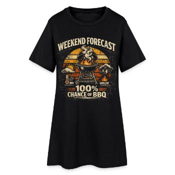 Météo Du Week-End Barbecue | Humour Grill Rétro - Robe T-shirt Femme - noir - Devant