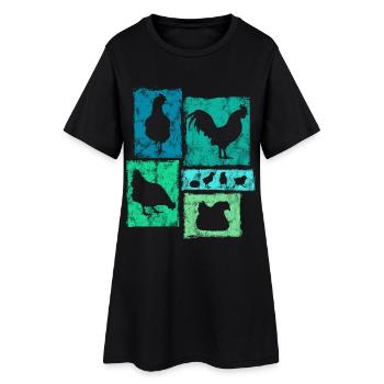 Graphique rétro des poulets pour l’agriculteur et la ferme - Robe T-shirt Femme - noir - Devant