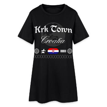 Krk Kroatien Streetwear Reise Souvenir - Frauen T-Shirt-Kleid - Schwarz - Vorne