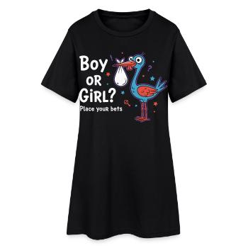 Geschlechterenthüllung Junge oder Mädchen – setze deine Wetten, Baby. - Frauen T-Shirt-Kleid - Schwarz - Vorne