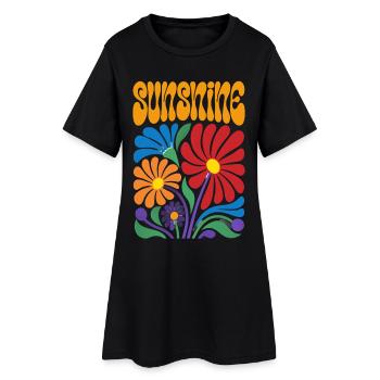 Sunshine Flowers Rétro des années 70 - Robe T-shirt Femme - noir - Devant