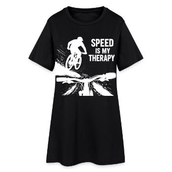 La vitesse est ma thérapie - Point de vue du saut en descente en VTT - Robe T-shirt Femme - noir - Devant