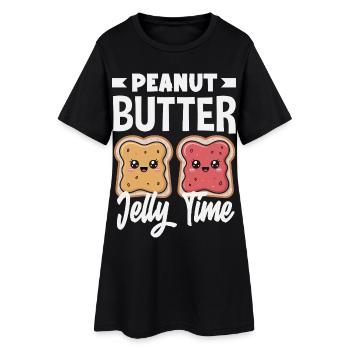 Erdnussbutter & Marmelade Partnerlook Design - Frauen T-Shirt-Kleid - Schwarz - Vorne