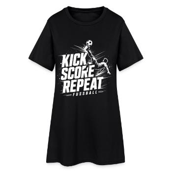 Fußball Kick Score Repeat Motiv - Frauen T-Shirt-Kleid - Schwarz - Vorne