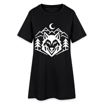 Geometric Wolfpack Emblem: Minimalist Wolf Shirt - Women’s T-Shirt Dress - black - Front