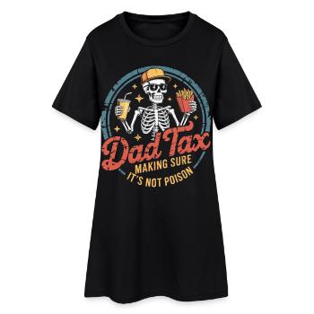 Taxe Papa : Squelette avec frites et boisson - Robe T-shirt Femme - noir - Devant