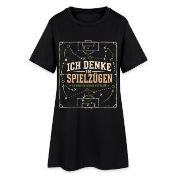 Fußball Taktik Ich denke in Spielzügen Shirt - Frauen T-Shirt-Kleid - Schwarz - Vorne