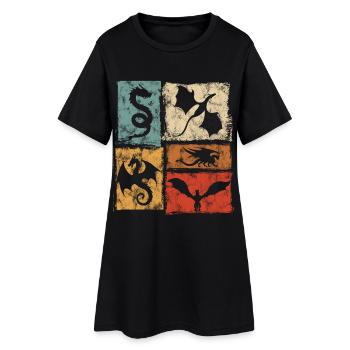 Dragon Vintage Graphic - Créatures mythiques mystiques - Robe T-shirt Femme - noir - Devant