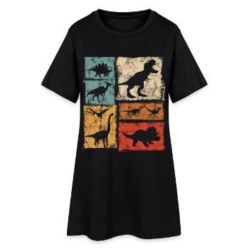 Graphisme de types de dinosaures rétro - Dinos mignons - Robe T-shirt Femme - noir - Devant