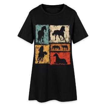 Chevaux Vintage Graphic pour cavaliers et sauteurs - Robe T-shirt Femme - noir - Devant