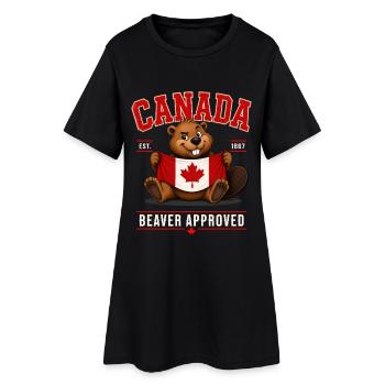 Drapeau du castor du Canada EST 1867 - Robe T-shirt Femme - noir - Devant