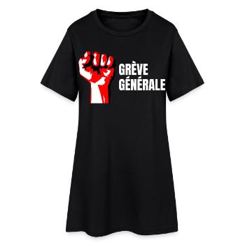 Poing Levé Manif Syndicaliste En grève Générale - Robe T-shirt Femme - noir - Devant